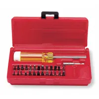PROTO Multi-Bit Screwdriver: Proto, 21 or More Tips, 28 Pieces, 26 Bits, Alloy Steel, Single End (MPN J61929)
