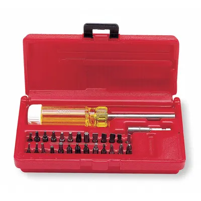 PROTO Multi-Bit Screwdriver: Proto, 21 or More Tips, 28 Pieces, 26 Bits, Alloy Steel - Precision Combination Multi-Bit Screw & Nut Driver Kits