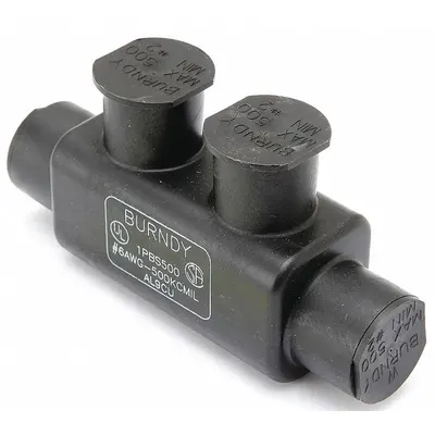 BURNDY Multitap Connector: 2 Port, In-Line Entry, 6 AWG – 500 kcmil Wire Size - Dry-Location In-Line Entry Multitap Connectors