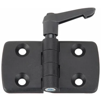 FATH INC. Hinge with Locking Lever: 48 mm x 87 mm, 45 Series, For 10 mm Slot Wd, Black - Fixed Hinges