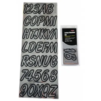 HARDLINE PRODUCTS Letter and Number Label Set: Gen Identification/USCG, 3 in Character Ht - Boat Registration Letters & Numbers