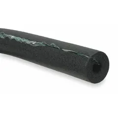 Polyethylene pipe insulation for reducing heat loss and preventing condensation on plumbing and HVAC lines. Slit with adhesive closure simplifies installation on existing pipes. Plenum rated for use in air-handling spaces. 1/2 in thickness, 2 3/8 in ID, 6 ft length, R-Value 2.4.