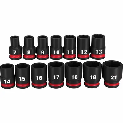 MILWAUKEE Impact Socket Set: 3/8 in Drive Size, Small Set (0-50 pieces) Set Size - Metric Impact Socket Sets