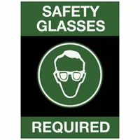 Entrance Mat: Safety Glasses Required, 3 ft x 5 ft, 3/8 in Thick, Nylon, Vinyl, Black, Indoor (MPN 194SGR35BG)