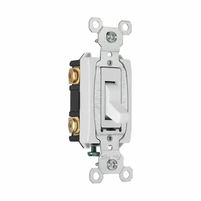 PASS & SEYMOUR Wall Switch: Toggle Switch, 3-Way, Maintained, White, 120/277V AC - Toggle Wall Switches