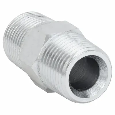 ADAPTALL Hydraulic Hose Adapter: 1/2 in x 1/2 in Fitting Size, Male x Male, BSPT x NPT - BSPT-to-NPT Steel Hydraulic Hose Adapters