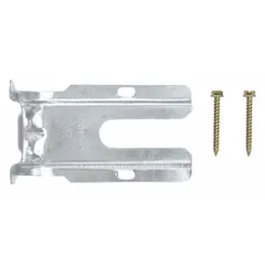 Anti-tip bracket for securing ovens to the floor or wall to prevent tipping. Used during oven installation or replacement to meet safety requirements.