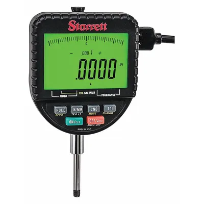 STARRETT Backlit Digital Indicator with Replaceable Back: 0 in to 1 in /0 mm to 25 mm - Digital Indicators with Non-Removable Flat Back