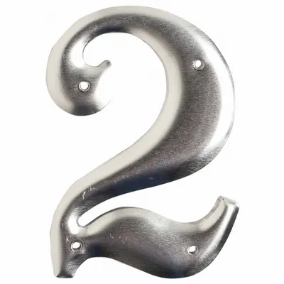 BRADY Number Label: 2, Silver, 3 in Character Ht, 2 in Overall Wd, Uppercase - Utility Pole Marking Numbers