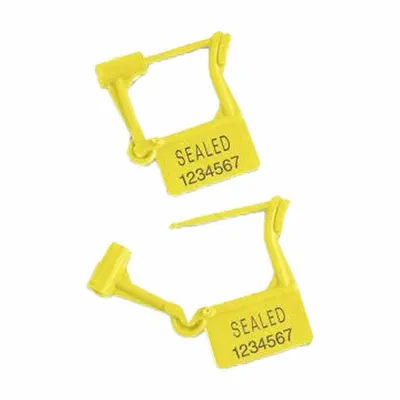 TYDENBROOKS Padlock Seals: Yellow, Plastic, 8 lb Breaking Strength, 1 53/100 in Lock Lg - Plastic Hasp Padlock Seals