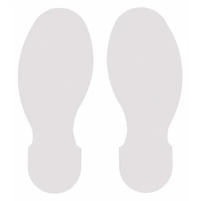 BRADY Floor Marking Tape: Footprint, Solid, White, No Legend, 3 1/2 in x 10 in - Footprint-Shaped Floor Marking Tape
