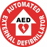 Adhesive floor sign made of 0.012 in thick vinyl with an anti-slip surface. Measures 17 in x 17 in. Not retroreflective or glow-in-the-dark. Used to mark safety zones, hazards, or directional information on floors in industrial and commercial settings