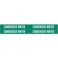 Pipe Marker: Condenser Water, Green, White, Fits 3/4 to 2 3/8 in Pipe O.D., 4 Pipe Markers (MPN 7067-4)