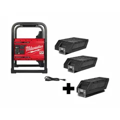 This 72V DC power supply delivers 4.5 A through a three-prong outlet, providing portable power for job-site equipment and battery charging. It includes the MX FUEL CARRY-ON 3600W/1800W Power Supply unit. Suitable for construction, industrial maintenance, and field service applications.