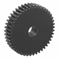 Hubless Spur Gear: Module m 2, 45 Teeth, 18 mm Bore Dia, Black Oxide Coated Carbon Steel, Plain Bore (MPN SSA2-45)