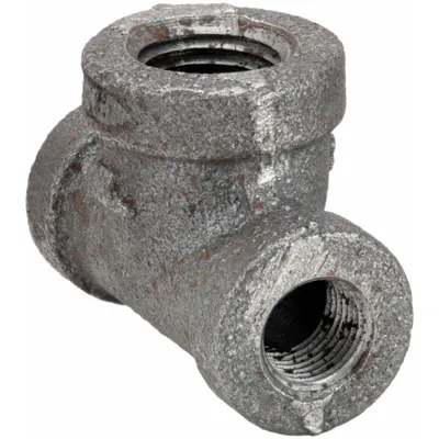 ANVIL Metal Pipe Tee: 3/8 in x 3/8 in x 1/2 in, Threaded x Threaded x Threaded - Medium-Pressure Threaded Pipe Fittings