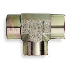 Hydraulic Hose Adapter: 1/8"-27 Thread Size, 1/8 in x 1/8 in x 1/8 in Fitting Size, Rigid, Tee (MPN 259-2090-2-2). Key specifications — Fitting Gender: Female x Female x Female; Fitting Connection Type: NPTF x NPTF x NPTF; Thread Size: 1/8"-27.