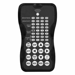 This sensor remote is a replacement part for wall pack lighting fixtures. It enables remote adjustment of sensor settings, allowing control without direct access to the fixture. Commonly used in commercial and industrial outdoor lighting applications.