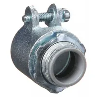 Straight Connector - Squeeze Clamp Style: Iron, 1/2 in Trade Size, 1/2 in MNPT, Insulated (MPN 3302)