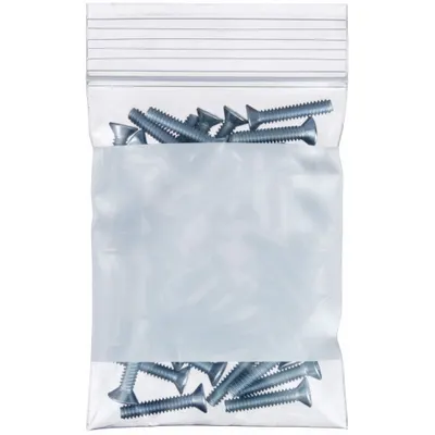 OEM Reclosable Bag: 4 mil Thick - White Block Reclosable Poly Bags