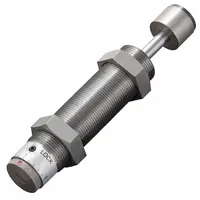 Steel shock absorber rated at 27.3 N force. Used in industrial machinery to dampen motion and absorb impact energy in applications such as packaging equipment, conveyor systems, or automated assembly lines