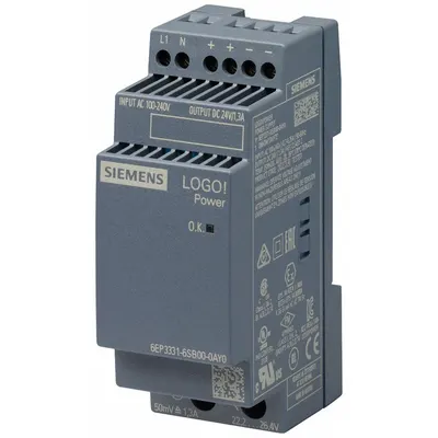 Siemens Stabilized Power Supply: DIN Rail, 31.2 W Output Power - Rated - DIN Rail Mount DC Power Supplies