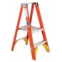 WERNER Platform Stepladder: 2 ft Ladder Size, Fiberglass, 300 lb Load Capacity, 17 lb Wt (MPN P6202)