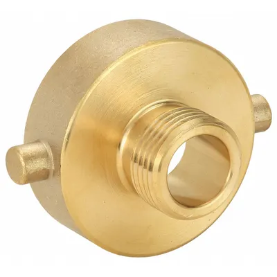 OEM Fire Hose Adapter: 3/4 in_1 1/2 in Compatible Pipe Size - Brass Rigid Fire Hydrant & Standpipe Adapters