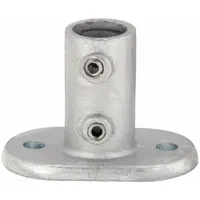 Structural Pipe Fitting: Railing Base Flange, Oval, 1 in For Pipe Size, Cast Iron, Gray, Flange Base