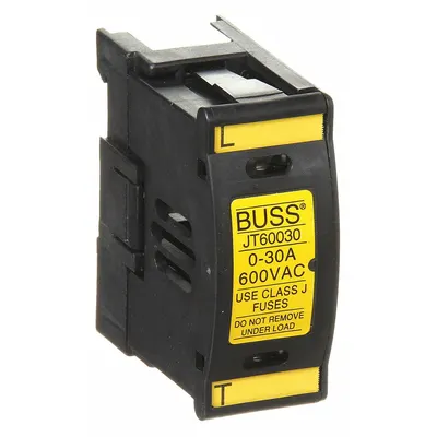 BUSSMANN Fuse Block: Finger-Safe, 1 Pole, 600 V AC, DIN Rail Mounting - UL Class J Fuse Blocks