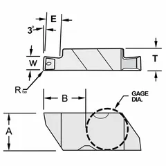 Indexable insert for parting and grooving operations in turning applications. Suitable for cut-off and groove forming in metalworking. Model NG-2L W.094, manufacturer part number 913-000-311.