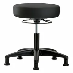 Vinyl Lab Stool, Height Range 17 1/4 in to 22 1/2 in, 17 in Seat Width, 17 in Seat Depth, 5 Glides, 0 Casters