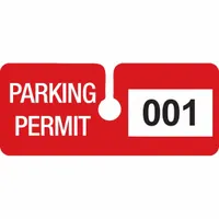Parking Permit: Parking Permit, 4 3/4 in Overall Wd, Vinyl, Red, 2 in Card Ht, 100 PK (MPN 95206)