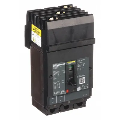 SQUARE D Molded Case Circuit Breaker: 80 A Amps, 65kA at 240V AC, Fixed, Lug, ABC - Square D Molded Case Circuit Breakers for I-Line Panelboards