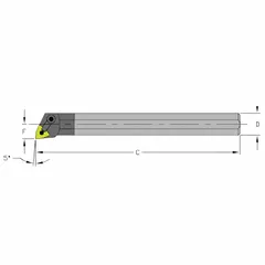 Indexable boring bar for internal turning and boring operations. Accepts indexable carbide inserts for precise hole enlargement, contouring, and finishing. Suitable for general metalworking applications requiring rigidity and accuracy.