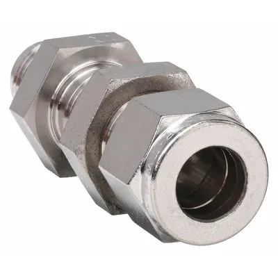 PARKER Compression Fitting Adapter: 1/4 in OD x 1/4 in OD Fitting Size - Double-Ferrule Stainless Steel Fittings
