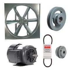 Unassembled belt-drive panel supply fan with a 24-inch blade and totally enclosed motor. Delivers 5,292 cfm at 230/460V AC. Suitable for general ventilation and make-up air in industrial and commercial facilities.