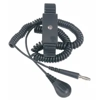 DESCO Coil Cord: Banana Plug/Date Coded/Relaxed Retraction Coil Cord, 6 ft Cord Lg, Snap, Coiled (MPN 09480)