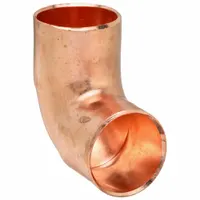 Wrot copper 90-degree elbow with cup x cup connections for 1/2-inch CTS copper tube. Designed for sweat/solder installation in plumbing, hydronic heating, and industrial piping systems. Meets ASTM B88 standards