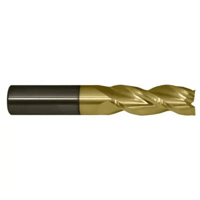 CLEVELAND Corner Radius End Mill: Carbide, ZrN Coated, 3 Flute, 1" Mill Dia, 3-1/2" LOC - Carbide Corner-Radius End Mills for Aluminum