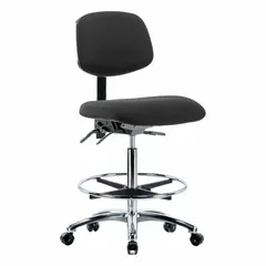 ESD Task Chair, Fabric, Armless, Aluminum Base, Foot Support, 18-1/2" Seat Width, 17" Seat Depth, 26-1/4" to 36" Height Range