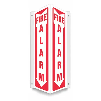 CONDOR Safety Sign: PETG, Mounting Holes Sign Mounting, 18 in x 7 1/2 in Nominal Sign Size - V-Shape Projection Fire Alarm Signs