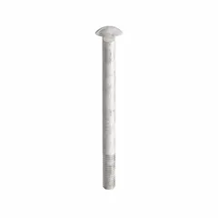 These Grade 2 steel carriage bolts feature a square neck that locks into a square hole, preventing rotation during tightening. Each bolt measures 6 1/2 inches in length with a 1/2"-13 thread size. Supplied in a 10-pack, they are suited for fastening wood to metal or metal to metal in construction and general industrial applications.