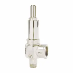 APOLLO ASME Section VIII steam pressure relief valve with 3/4 in MNPT x 1 1/4 in FNPT connections. Maximum operating pressure of 1,214 psi. Used for overpressure protection in steam systems such as boilers and pressure vessels.