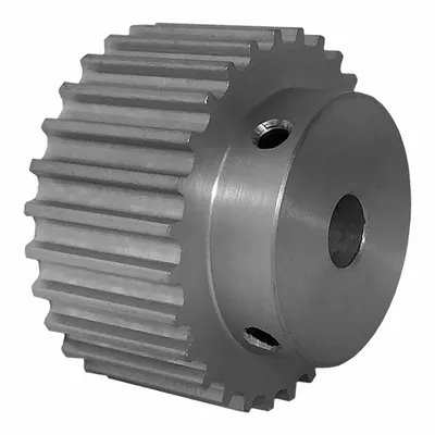 Dayton Timing Pulley: Curvilinear, Fixed, For 15 mm Belt Wd, 28 Teeth, 5 mm Pitch - HTD Section Fixed-Bore Timing Pulleys with Hub