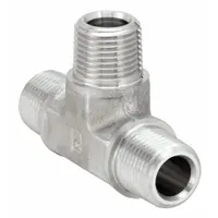 Metal Pipe Tee: Tee (Run x Run x Branch), 316 Stainless Steel, 3/8 in x 3/8 in x 3/8 in, 6,000 psi (MPN 3/8 RRS-SS)
