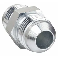 Steel hydraulic hose adapter with male JIC threads on both ends, 1/2 in x 1/2 in fitting size. Rigid straight configuration for connecting two male-threaded hydraulic lines in fluid power systems, mobile equipment, and plant machinery requiring 37-degree flare connections.