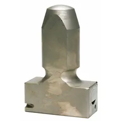 This steel type holder accommodates interchangeable 3/8 in type for marking or stamping parts. It is rated for applications with a maximum surface hardness of 50 HRC, suitable for metalworking and industrial identification tasks.