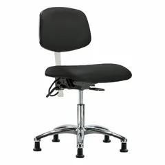 Vinyl ESD & Cleanroom Chair, Armless, ISO 5, 19-24 in Height, 19x18 in Seat, Aluminum Base
