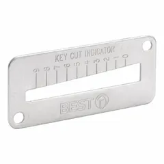 Steel key gauge with digital display for verifying key cuts. Overall width 1 1/4 in, overall length 2 3/4 in. Includes Key Cut Indicator. Used by locksmiths and security professionals for accurate key duplication and quality control in commercial and institutional key systems.